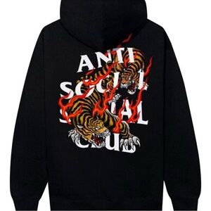 Anti Social Social Club Tiger Blood Hoodie‎ Black Size Small NWT Streetwear Rare